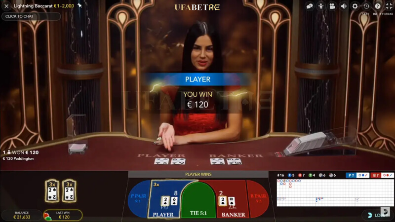 วิธีเล่นบาคาร่าสายฟ้า หน้าจอเมื่อชนะรางวัล บาคาร่าออนไลน์สด