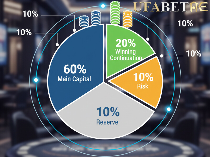 แผนภูมิ Money Management การจัดการเงินทุนแบล็คแจ็ค สูตรแบ่ง Main Capital คาสิโนออนไลน์ได้เงินจริง