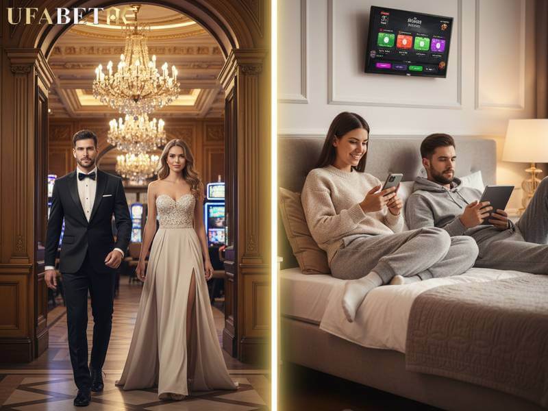 สภาพแวดล้อมโป๊กเกอร์ คาสิโนหรูหรา vs. ความสะดวกสบายในการเล่นคาสิโนออนไลน์บนมือถือ ที่บ้าน