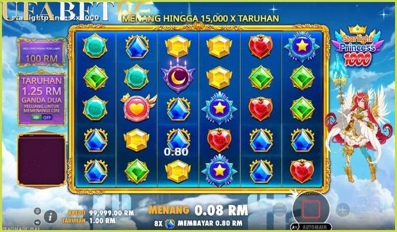 หน้าจอเกมหลักของ Starlight Princess 1000 สล็อต RTP สูง