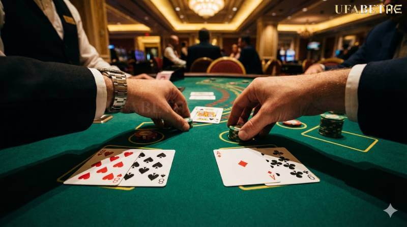 กองชิปและลูกเต๋าหน้าจอแสดงสถิติการชนะในคาสิโน แบล็คแจ็ค มือใหม่